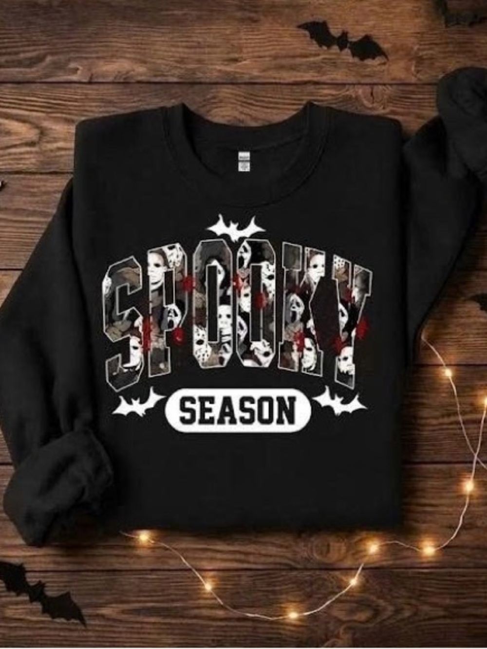 Horror Movie Characters Spooky Season Crewneck Sweatshirt Black